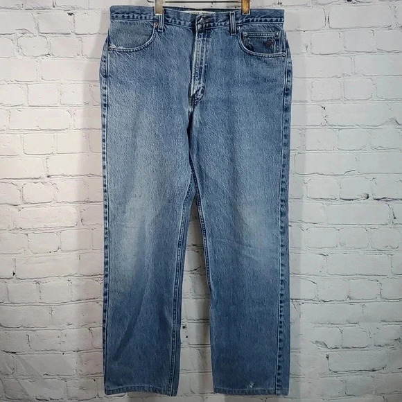 Harley Davidson Genuine Motorclothes Blue Straight Leg Jeans Mens Zip Size 36x32 - Picture 8 of 14